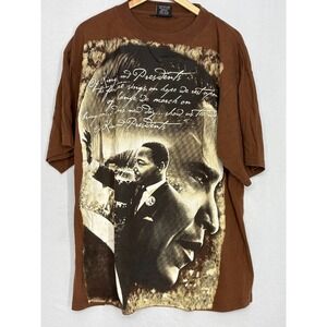 Martin Luther King Jr Shirt Men's Brown Short Sleeve 2XL Y2K Galaxy Harvic